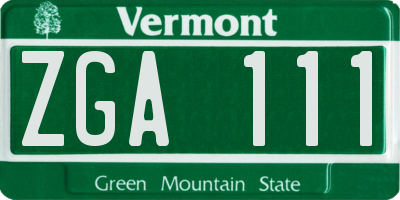 VT license plate ZGA111