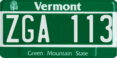 VT license plate ZGA113