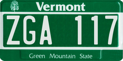 VT license plate ZGA117