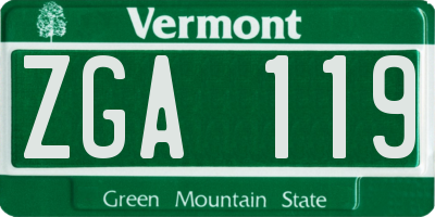 VT license plate ZGA119