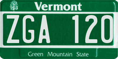 VT license plate ZGA120