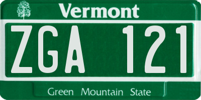 VT license plate ZGA121