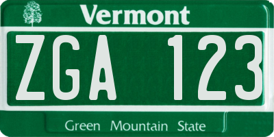 VT license plate ZGA123