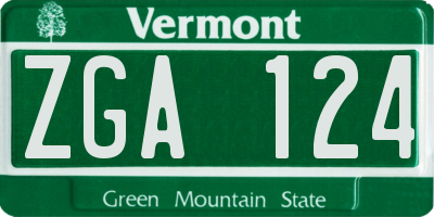 VT license plate ZGA124