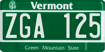 VT license plate ZGA125