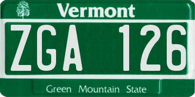 VT license plate ZGA126
