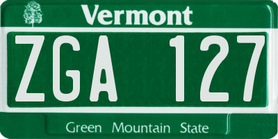VT license plate ZGA127