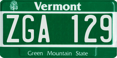 VT license plate ZGA129