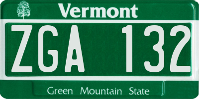 VT license plate ZGA132