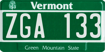 VT license plate ZGA133