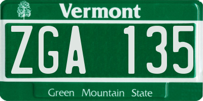 VT license plate ZGA135
