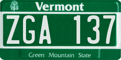 VT license plate ZGA137
