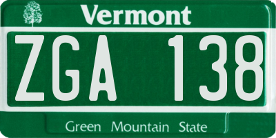 VT license plate ZGA138