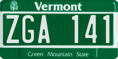 VT license plate ZGA141