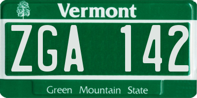 VT license plate ZGA142