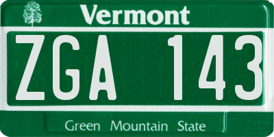 VT license plate ZGA143