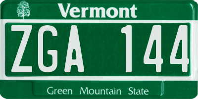 VT license plate ZGA144