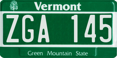 VT license plate ZGA145