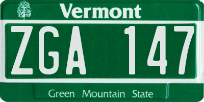 VT license plate ZGA147