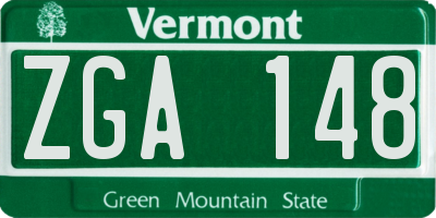 VT license plate ZGA148
