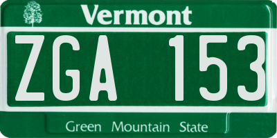 VT license plate ZGA153