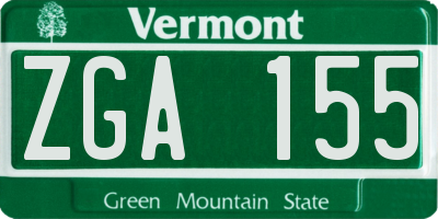 VT license plate ZGA155