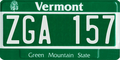 VT license plate ZGA157