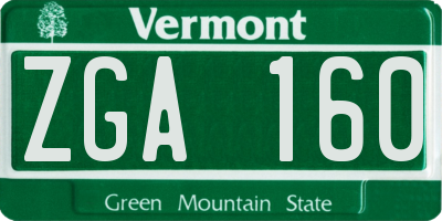 VT license plate ZGA160