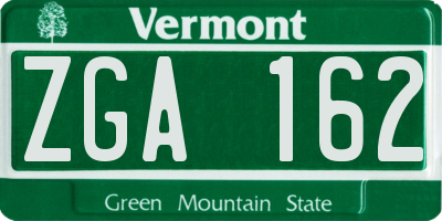 VT license plate ZGA162