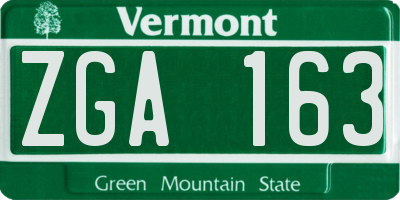 VT license plate ZGA163