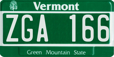 VT license plate ZGA166