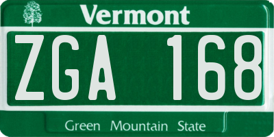 VT license plate ZGA168