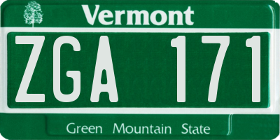 VT license plate ZGA171