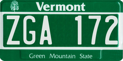 VT license plate ZGA172