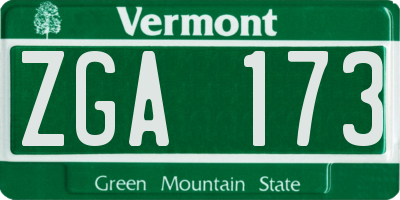 VT license plate ZGA173