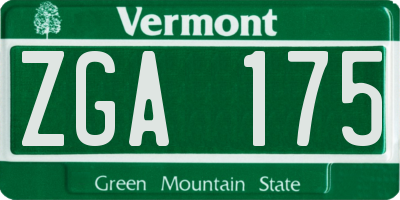 VT license plate ZGA175