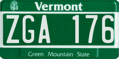 VT license plate ZGA176