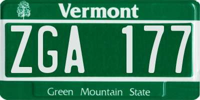 VT license plate ZGA177
