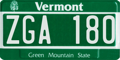 VT license plate ZGA180