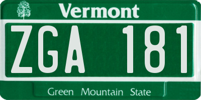VT license plate ZGA181