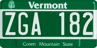 VT license plate ZGA182
