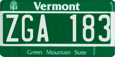VT license plate ZGA183