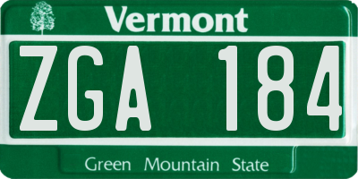 VT license plate ZGA184