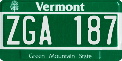 VT license plate ZGA187