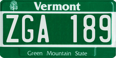 VT license plate ZGA189