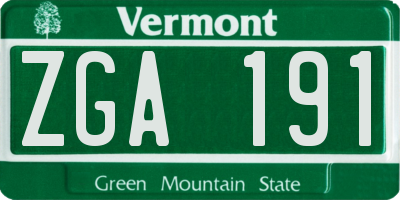 VT license plate ZGA191
