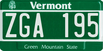 VT license plate ZGA195