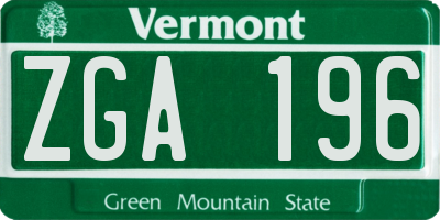 VT license plate ZGA196
