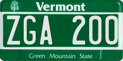 VT license plate ZGA200