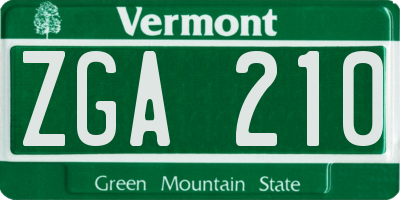 VT license plate ZGA210